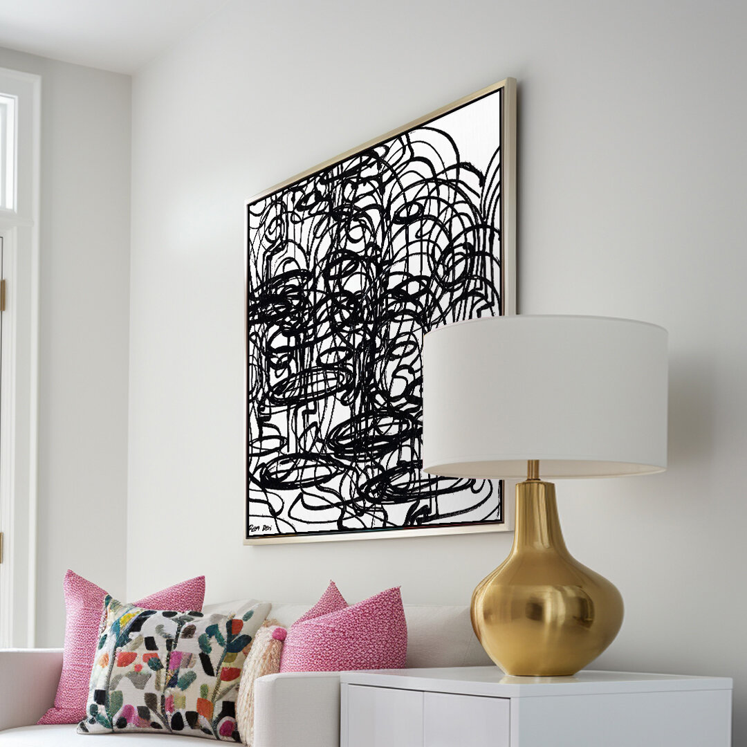 Black and white modern art on wall decor