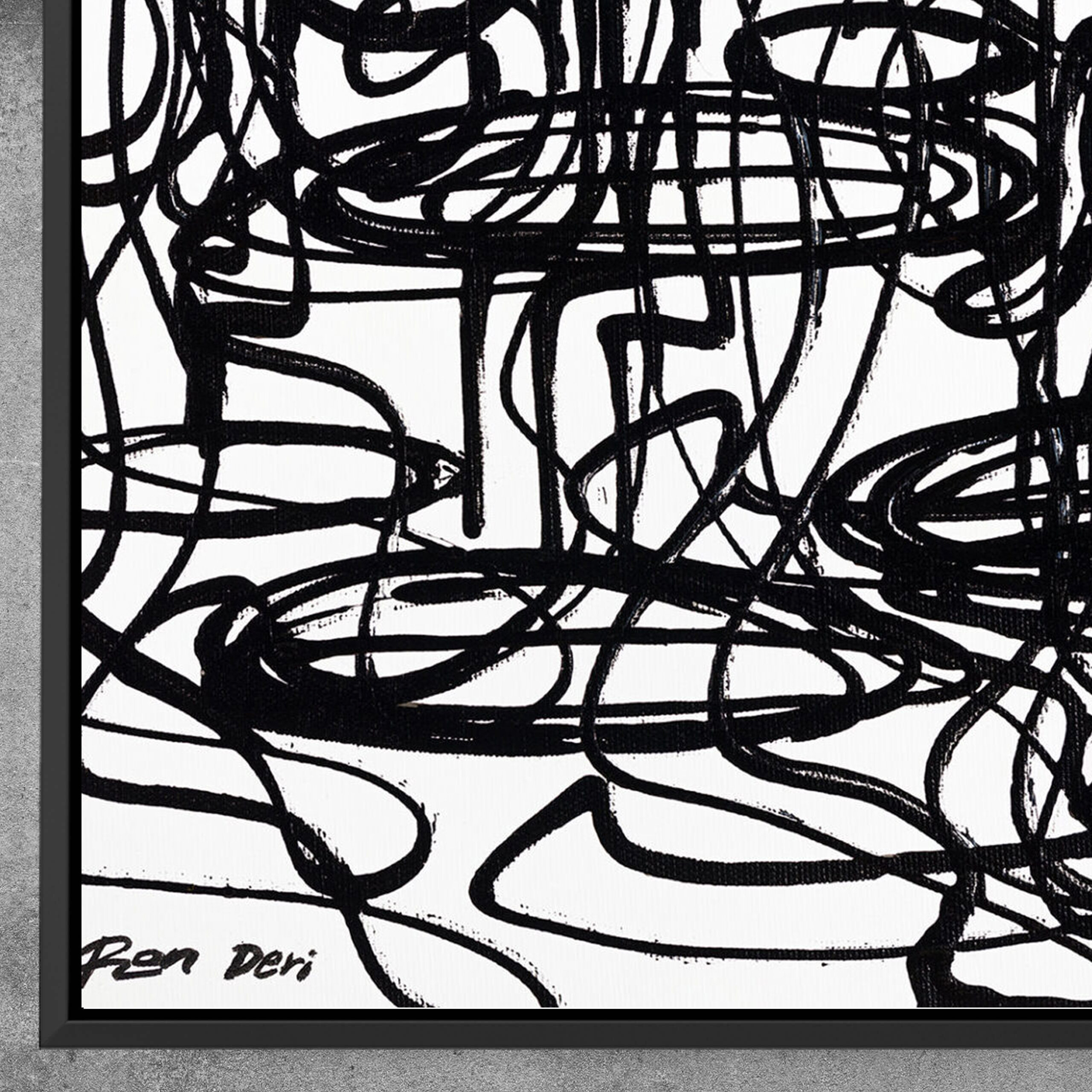 Black and white abstract art, monochrome line art for wall decor