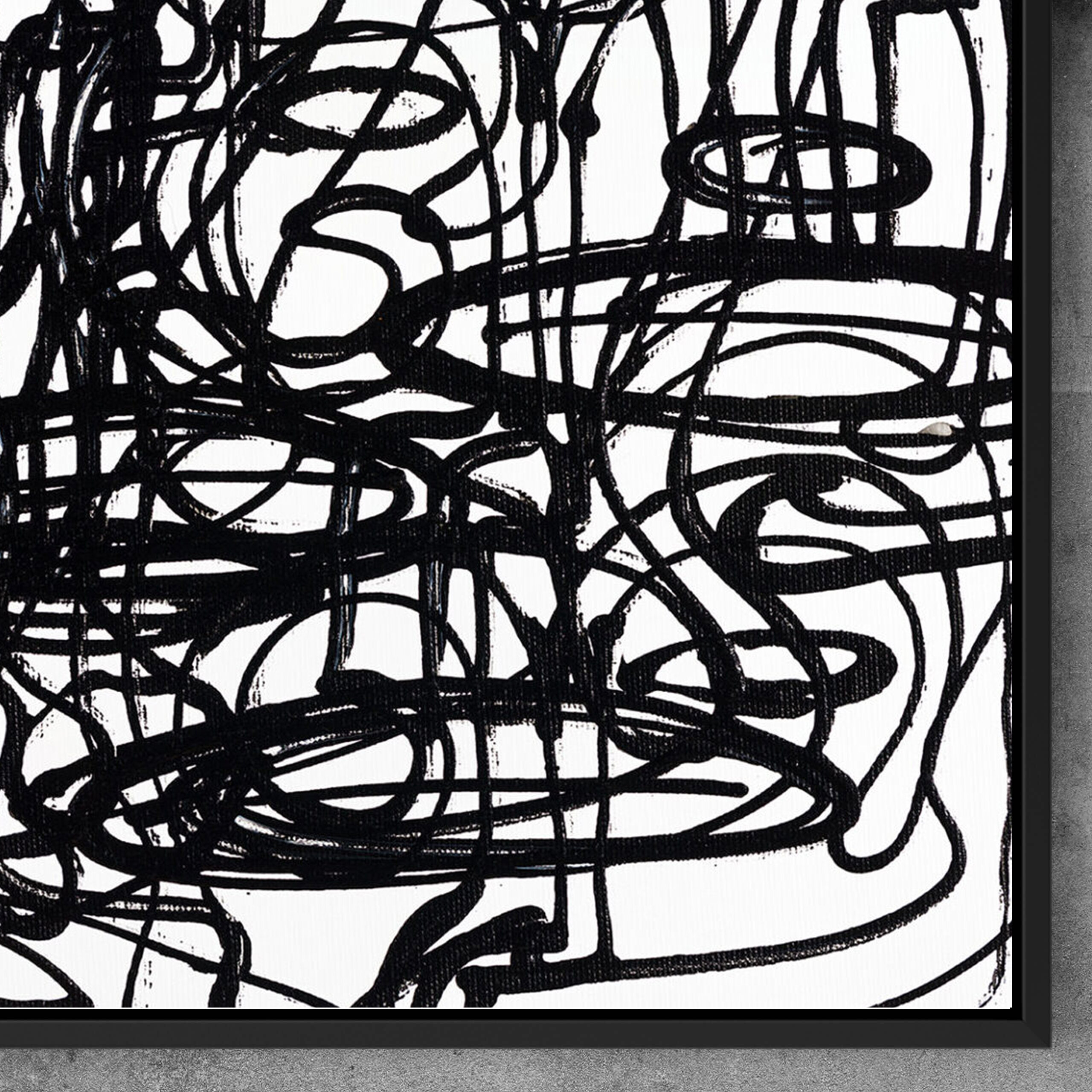 Black and white abstract art, monochrome line art for wall decor