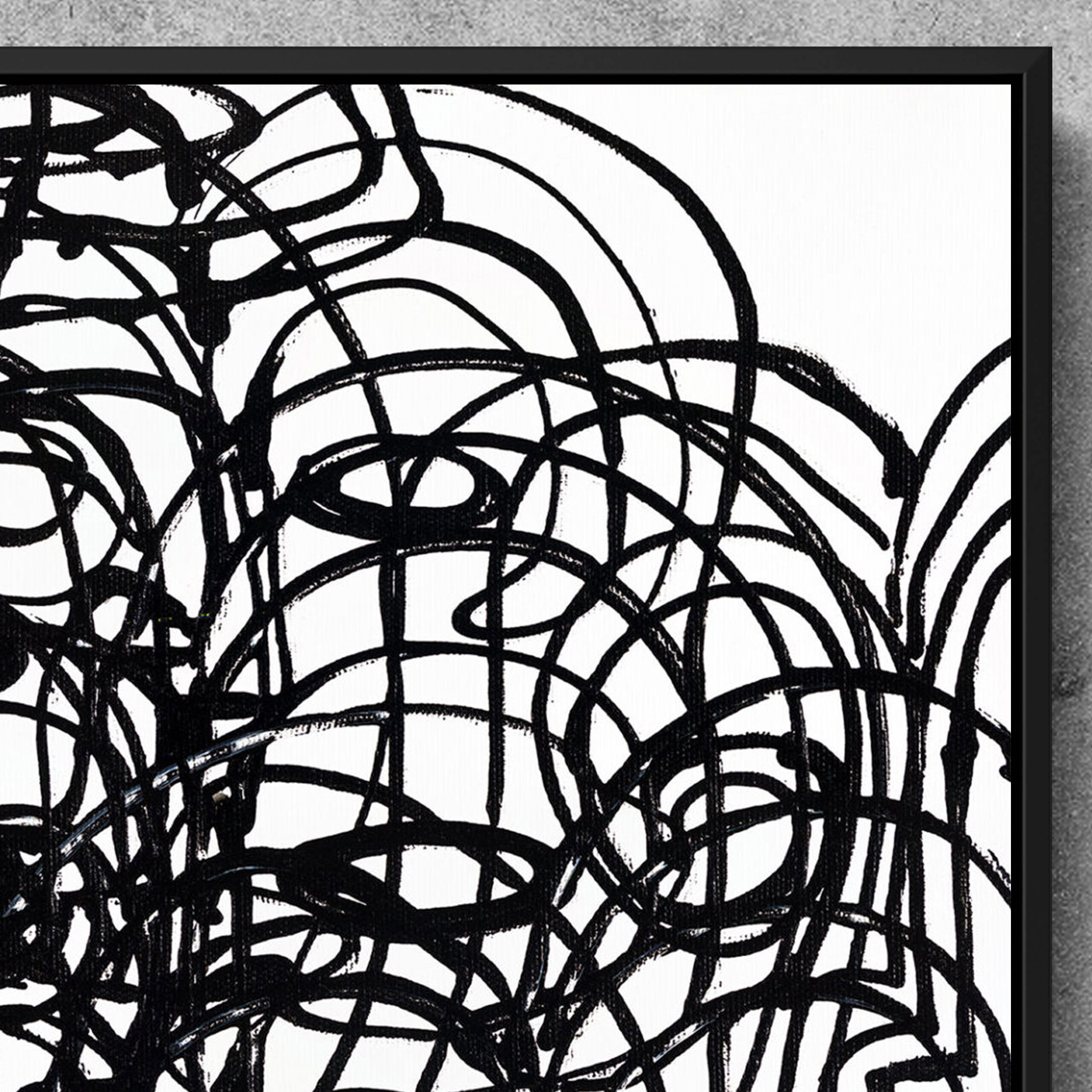 Black and white abstract art, monochrome line art for wall decor